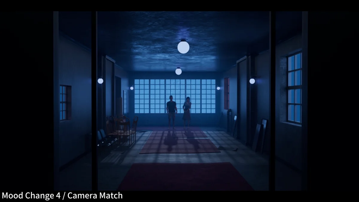Blue cinematic lighting in an interior